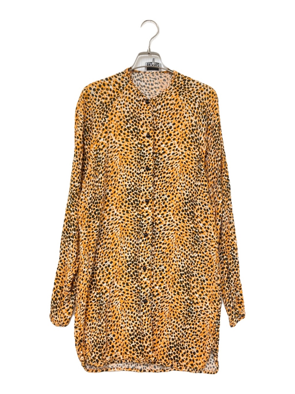 Ganni Orange and Black Leopard Print Button-Down Dress